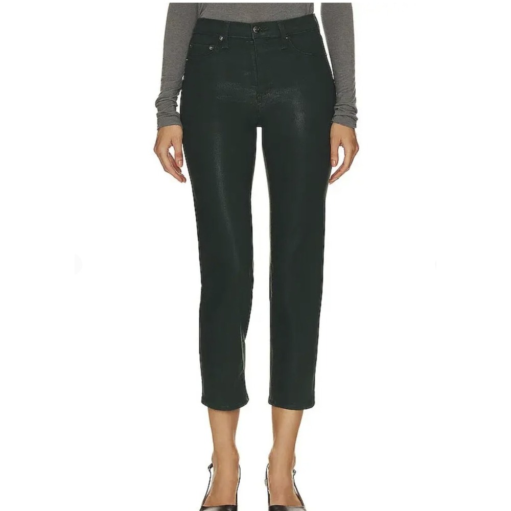 Pistola Monroe High Rise Cigarette Crop Jeans Metallic Dk Green sz 25 0 2 NWOT